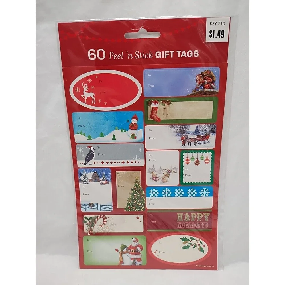 Lot Of (7) Christmas/Holiday Gift Bags Stickers Materials